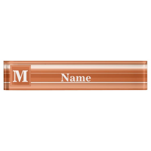 Porte-nom Pour Bureau Bandes orange monogrammes (Devant)