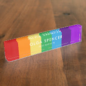 Porte-nom Pour Bureau Bandes pastel roses (Taille)