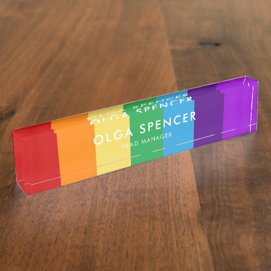 Porte-nom Pour Bureau Bandes pastel roses (Taille)