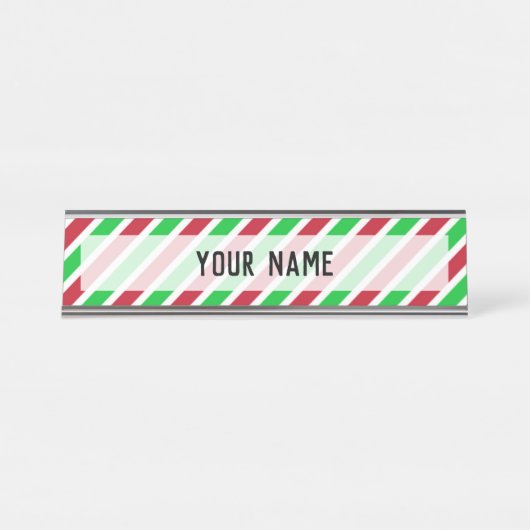Porte-nom Pour Bureau Bandes rouges et vertes (Devant)