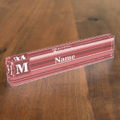 Porte-nom Pour Bureau Bandes rouges monogrammes (Taille)