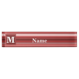 Porte-nom Pour Bureau Bandes rouges monogrammes