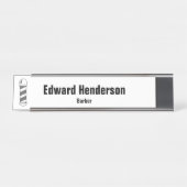 Porte-nom Pour Bureau Barbier de poteau noir blanc et gris (Devant)