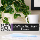 Porte-nom Pour Bureau Barre violette Monogram Zebra