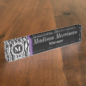 Porte-nom Pour Bureau Barre violette Monogram Zebra (Taille)