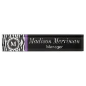 Porte-nom Pour Bureau Barre violette Monogram Zebra (Devant)