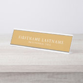 Porte-nom Pour Bureau Basique Or Blanc Nom traditionnel Titre Garamond (Devant)
