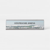 Porte-nom Pour Bureau Beach Ocean Nom monographique Water Blue Classy (Devant)
