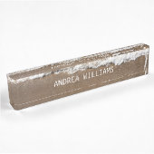 Porte-nom Pour Bureau Beach Ocean Waves Monogramme Nom Blanc Brown Sandy