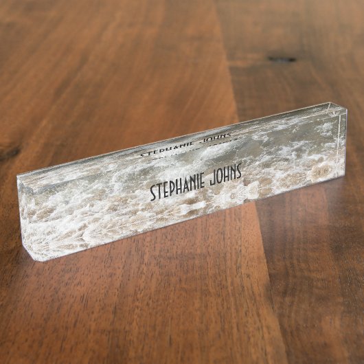 Porte-nom Pour Bureau Beach Ocean Waves Monogramme Nom personnalisé Wate (Taille)