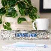 Porte-nom Pour Bureau Beach Ocean White Waves Monogram Blue Custom Name