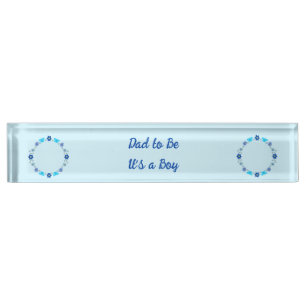 Porte-nom Pour Bureau Bébé bleu Papillons et fleurs personnalisés