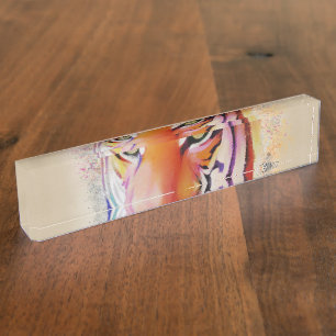 Porte-nom Pour Bureau Belle peinture couleur Tigre Aquarelle