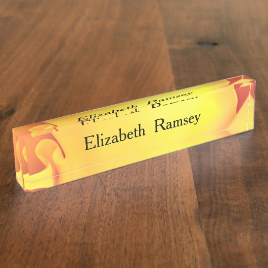 Porte-nom Pour Bureau Belle Rose Jaune (Taille)