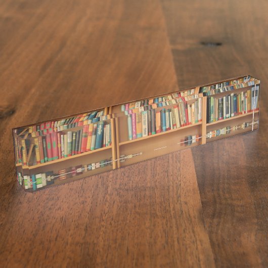 Porte-nom Pour Bureau Bibliothèque arrière-plan (Taille)