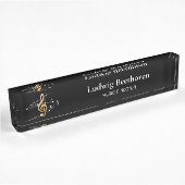 Porte-nom Pour Bureau Black Gold Music Notes Treble Clef