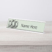 Porte-nom Pour Bureau Black Horse Heads on Green (Devant)