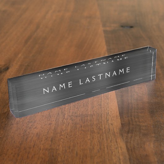 Porte-nom Pour Bureau Black Metallic Foil Moderne Custom Professional (Taille)
