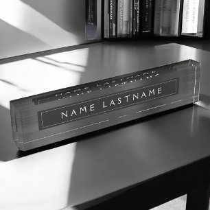 Porte-nom Pour Bureau Black Metallic Foil Moderne Custom Professional