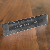 Porte-nom Pour Bureau Black Metallic Foil Moderne Custom Professional (Taille)