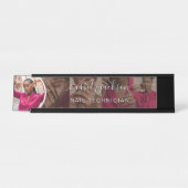 Porte-nom Pour Bureau Black Modern Photo Collage Script Calligraphie Nom (Devant)