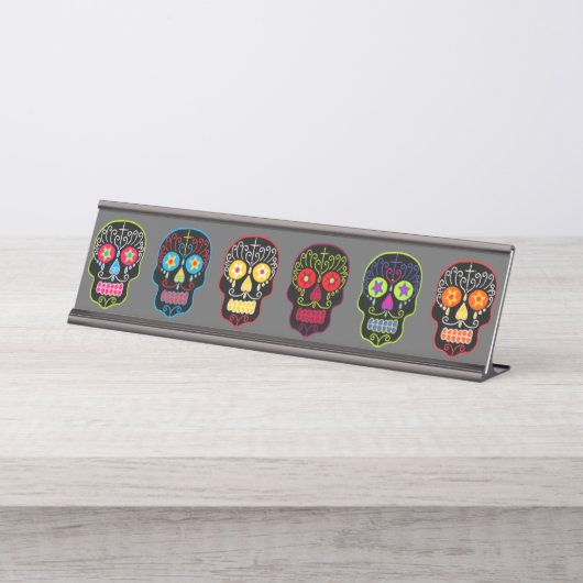 Porte-nom Pour Bureau Black Sugar Skulls (Devant)