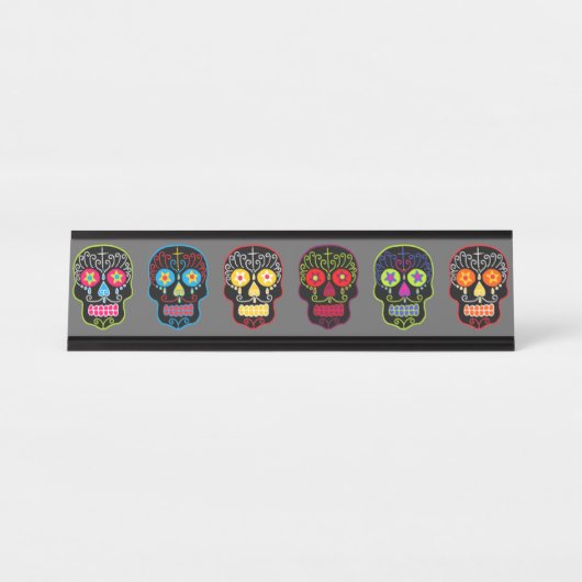 Porte-nom Pour Bureau Black Sugar Skulls (Devant)