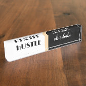 Porte-nom Pour Bureau Black White Hustle Boss Babe (Taille)