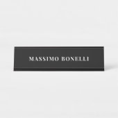 Porte-nom Pour Bureau Black & White Minimalist Plain Modern (Devant)