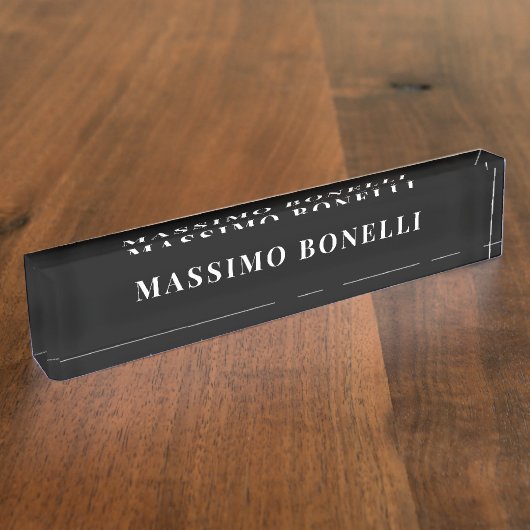 Porte-nom Pour Bureau Black & White Minimalist Plain Modern (Taille)