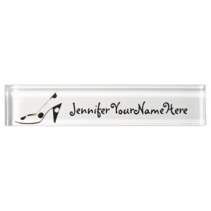 Porte-nom Pour Bureau Blanc de noir de chaussure de talon haut
