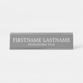 Porte-nom Pour Bureau Blanc gris de base Nom traditionnel et titre (Devant)