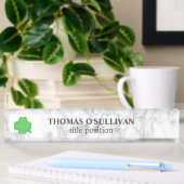 Porte-nom Pour Bureau Blanc Marbré Avec Clover