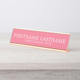 Porte-nom Pour Bureau Blanc rose de base Nom traditionnel et titre
