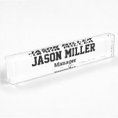 Porte-nom Pour Bureau Blanc simple avec lettres noires