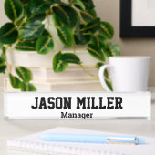 Porte-nom Pour Bureau Blanc simple avec lettres noires