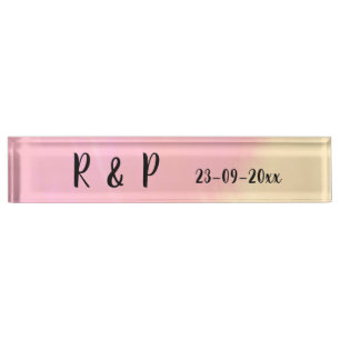 Porte-nom Pour Bureau blanc simple style de texte minimal mariage rose j