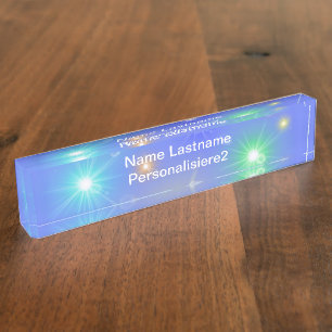 Porte-nom Pour Bureau bleu, beaucoup de petit soleil coloré, lumières pl