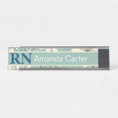 Porte-nom Pour Bureau Bleu Blanc moderne marguerite Nom personnalisé RN  (Devant)