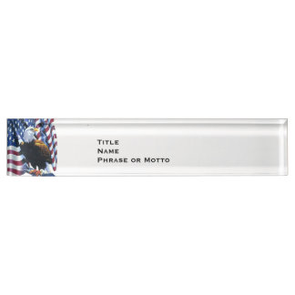 Porte-nom Pour Bureau Bleu blanc rouge fier des Etats-Unis de drapeau