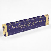 Porte-nom Pour Bureau Bleu et or de la marine