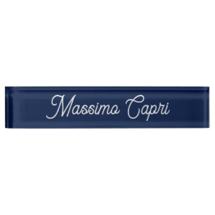 Porte-nom Pour Bureau Bleu foncé Élégant Casual Propre Nom Écriture manu