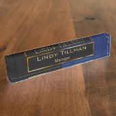 Porte-nom Pour Bureau Bleu marine et noir classieux (Taille)