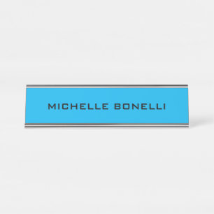 Porte-nom Pour Bureau Bleu minimaliste Plain moderne