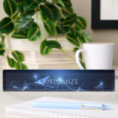 Porte-nom Pour Bureau Bleu moderne de future technologie