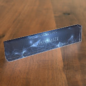 Porte-nom Pour Bureau Bleu moderne de future technologie (Taille)