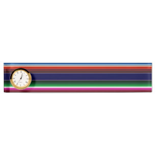 Porte-nom Pour Bureau Bleu, Orange, Rose Chaud, Vert, Sarape Mexicaine