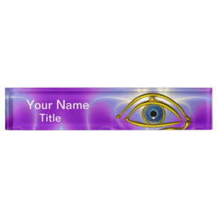 Porte-nom Pour Bureau BLEU OYE Docteur, Ophtalmique, Symbole oculiste, V