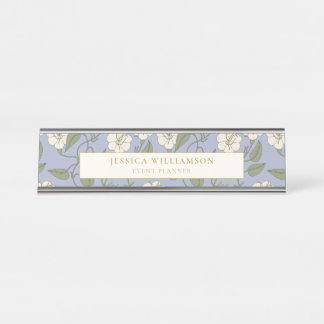 Porte-nom Pour Bureau Bleu personnalisé Cottagecore Floral