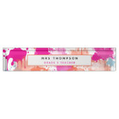 Porte-nom Pour Bureau Bleu rose orange Abstrait Peinture (Devant)